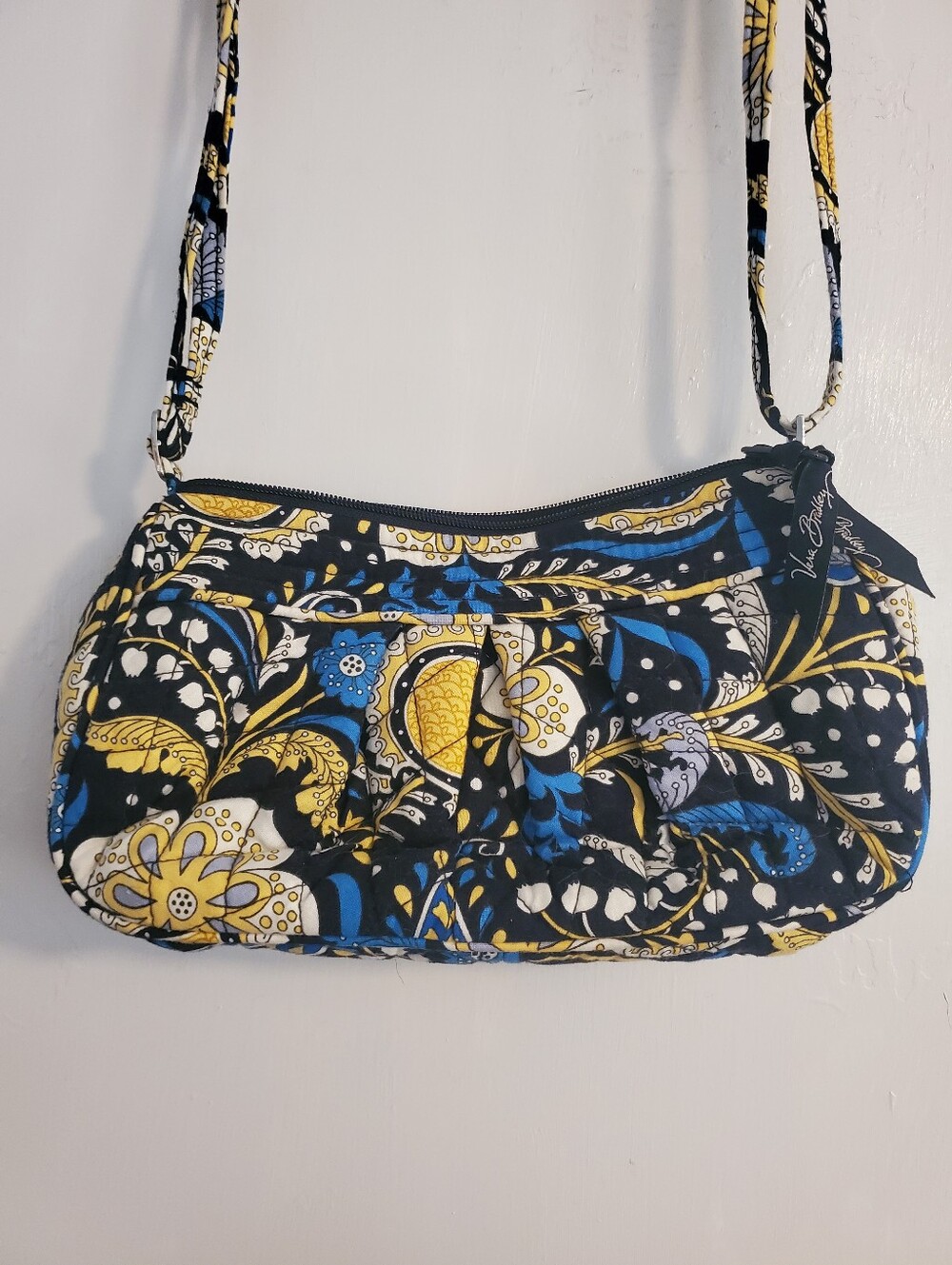 Vera Bradley Quilted Floral Crossbody in Black, Yellow & Blue